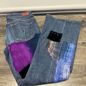 AG Adriano Goldschmied Custom Patchwork Blue & Purple Boot Leg Jeans (1052)